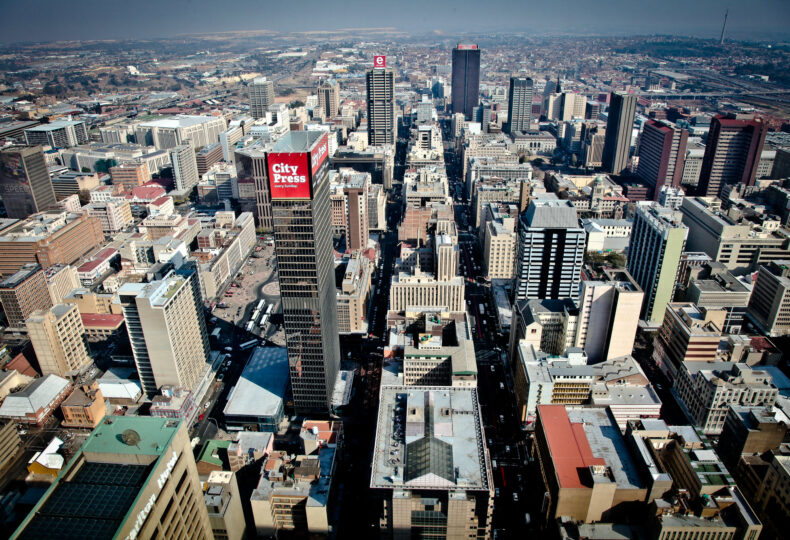 Modern day Johannesburg, South Africa. Seen from 